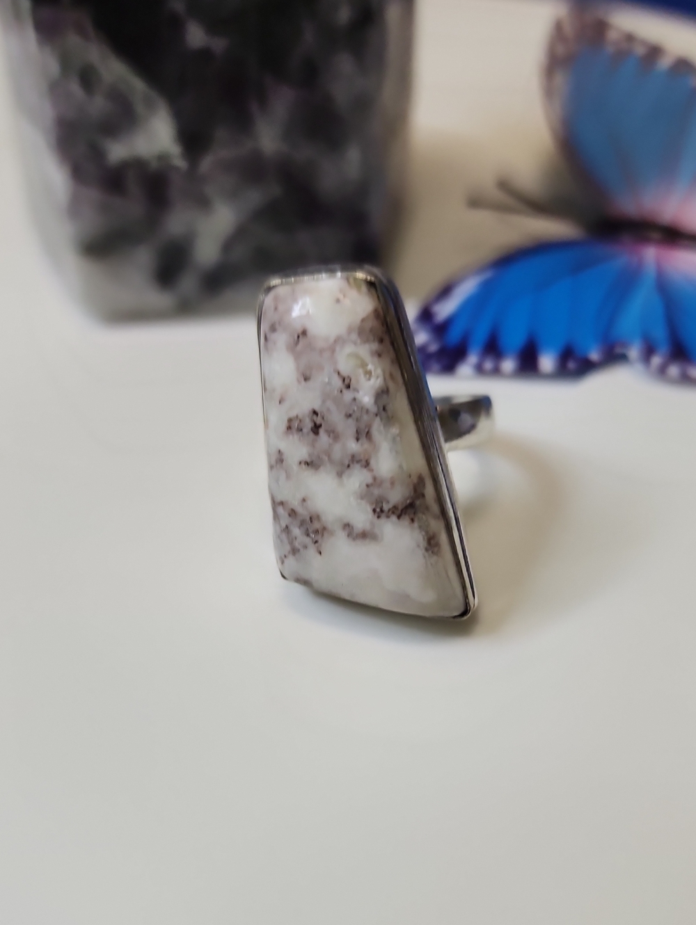 White and Gray Stone Ring - Women Accessories